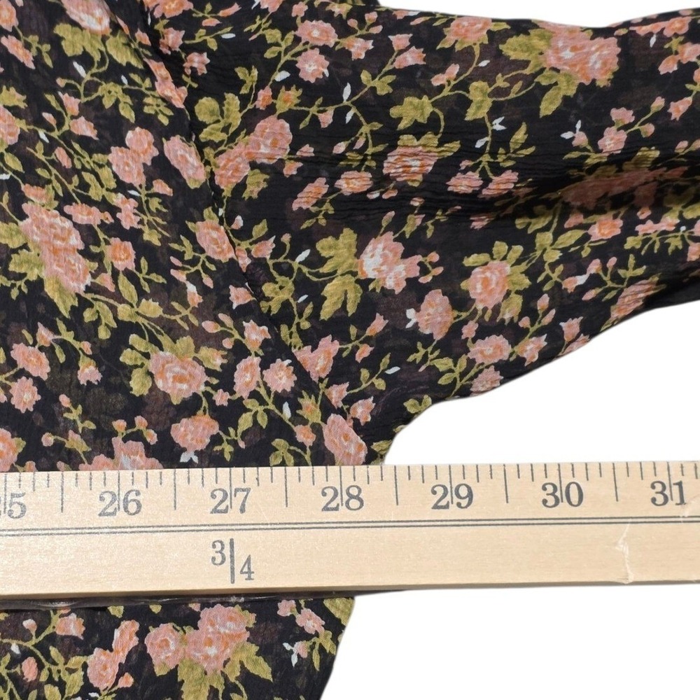 American Eagle Kimono Cardigan Womens S Black Floral Long Duster Sheer Boho - Picture 6 of 11